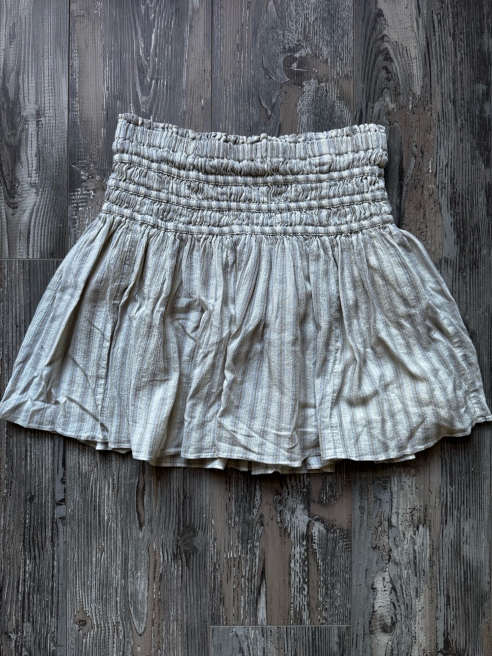 Women’s Madewell Smocked Striped Lined Mini Skirt Medium Blue White